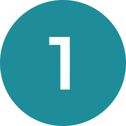 White number 1 in the center of a teal circle, set against a light gray background.